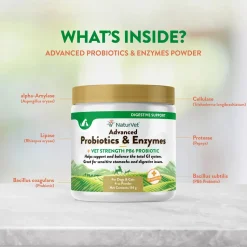NaturVet Advanced Probiotic & Enzymes Powder for Dogs & Cats 4-oz