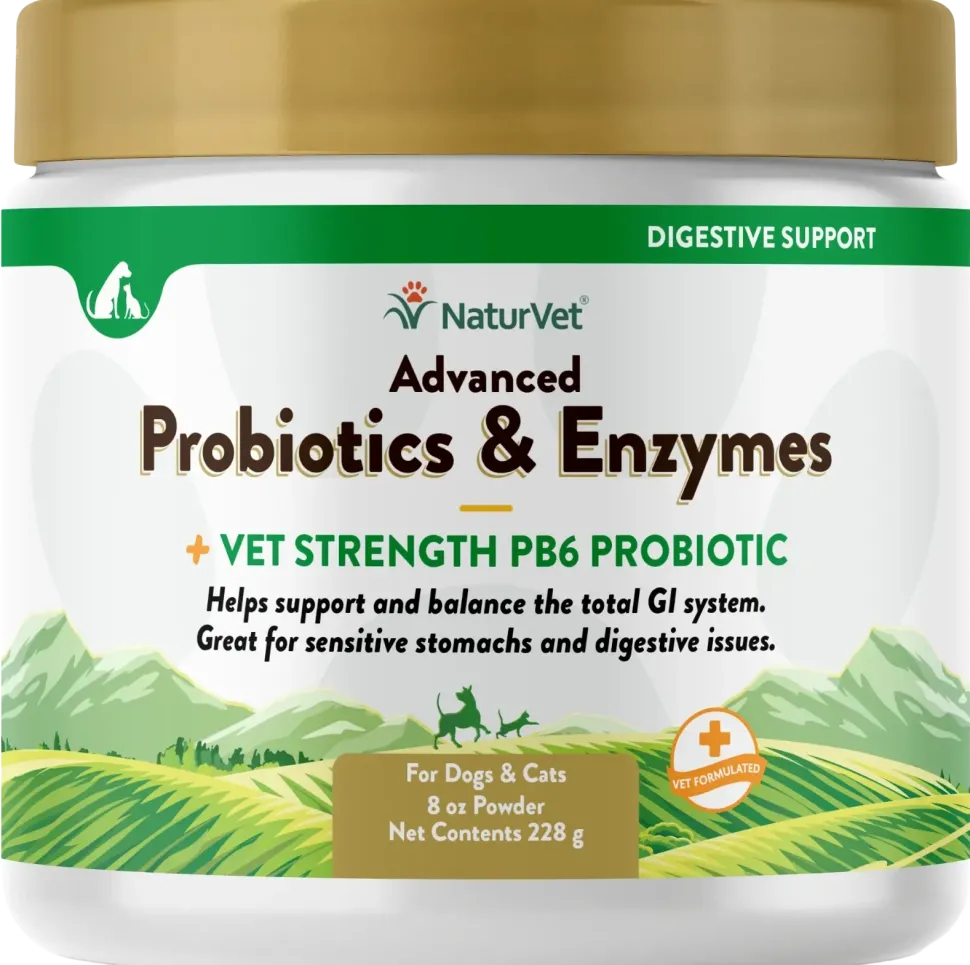 NaturVet Advanced Probiotic & Enzymes Powder for Dogs & Cats 8-oz