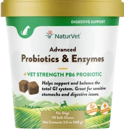 NaturVet Advanced Probiotics & Enzymes Dog Soft Chews 70 Count 5.9-oz