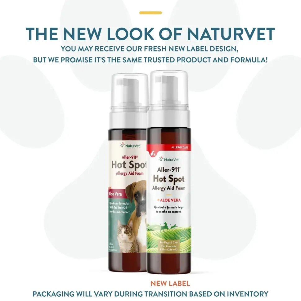 NaturVet Aller-911 Hot Spot Allergy Aid Foam for Dogs & Cats 8-oz