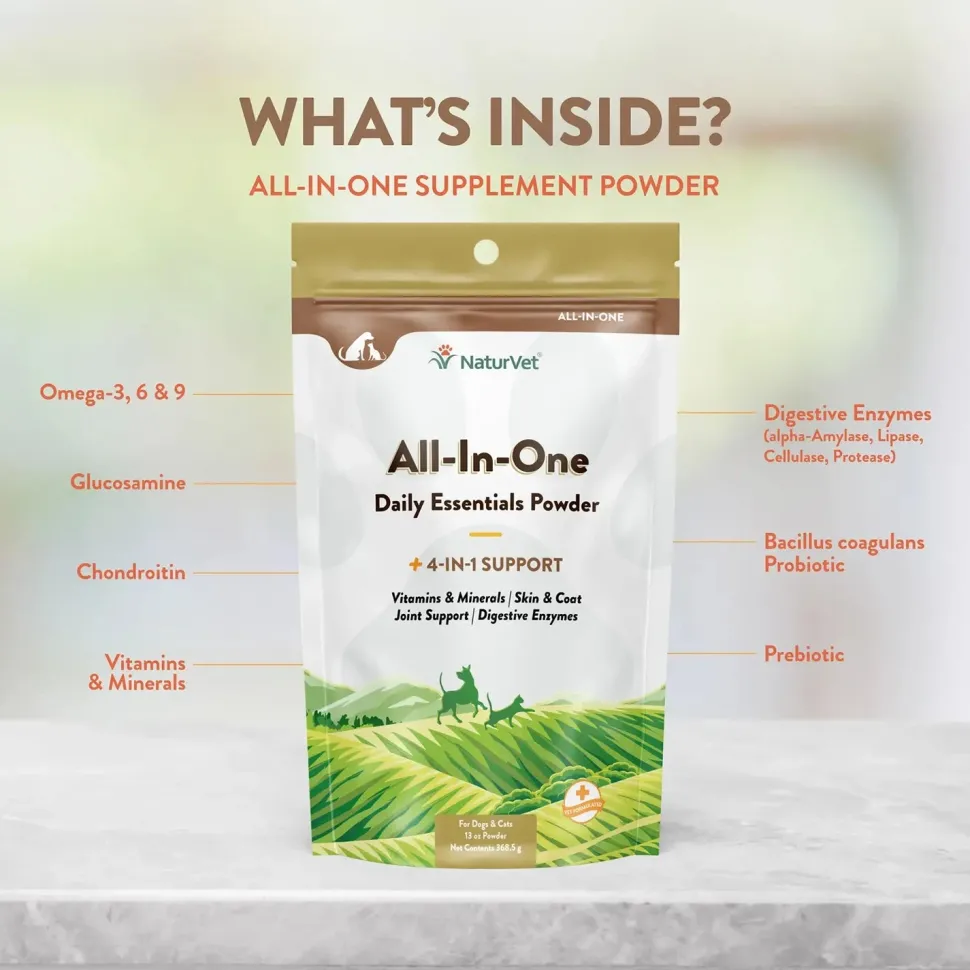 NaturVet All-in-One Daily Essentials Powder for Dogs & Cats 13-oz