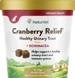 NaturVet Cranberry Relief Plus Echinacea Soft Chews for Dogs 60 Count 6.3-oz