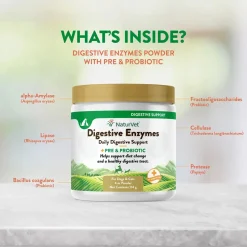 NaturVet Digestive Enzymes Plus Pre and Probiotic Powder for Dogs & Cats 4-oz