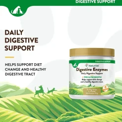 NaturVet Digestive Enzymes Plus Pre and Probiotic Powder for Dogs & Cats 4-oz