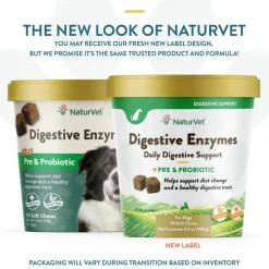 NaturVet Digestive Enzymes Plus Pre and Probiotic Soft Chews for Dogs 70 Count 5.9-oz
