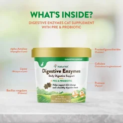 NaturVet Digestive Enzymes Plus Pre and Probiotic Soft Chews for Cats 60 Count 3.1-oz