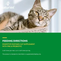 NaturVet Digestive Enzymes Plus Pre and Probiotic Soft Chews for Cats 60 Count 3.1-oz