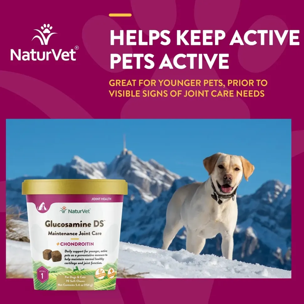 NaturVet Glucosamine-DS Level 1 Soft Chews for Dogs & Cats 70 Count 5.4-oz