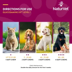 NaturVet Glucosamine-DS Level 1 Soft Chews for Dogs & Cats 70 Count 5.4-oz