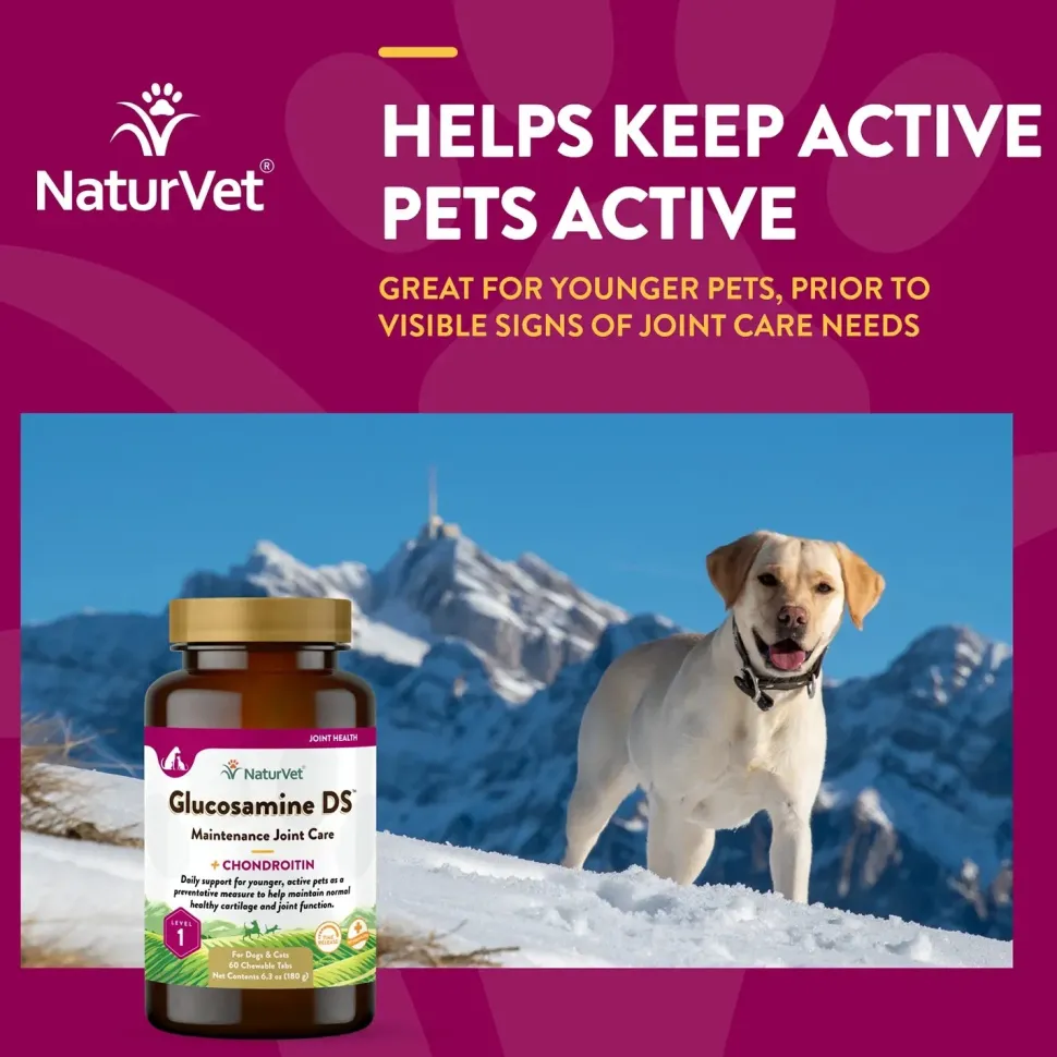 NaturVet Glucosamine DS with Chondroitin Time Release Chewable Tablets for Dogs & Cats 60 Count 6.3-oz