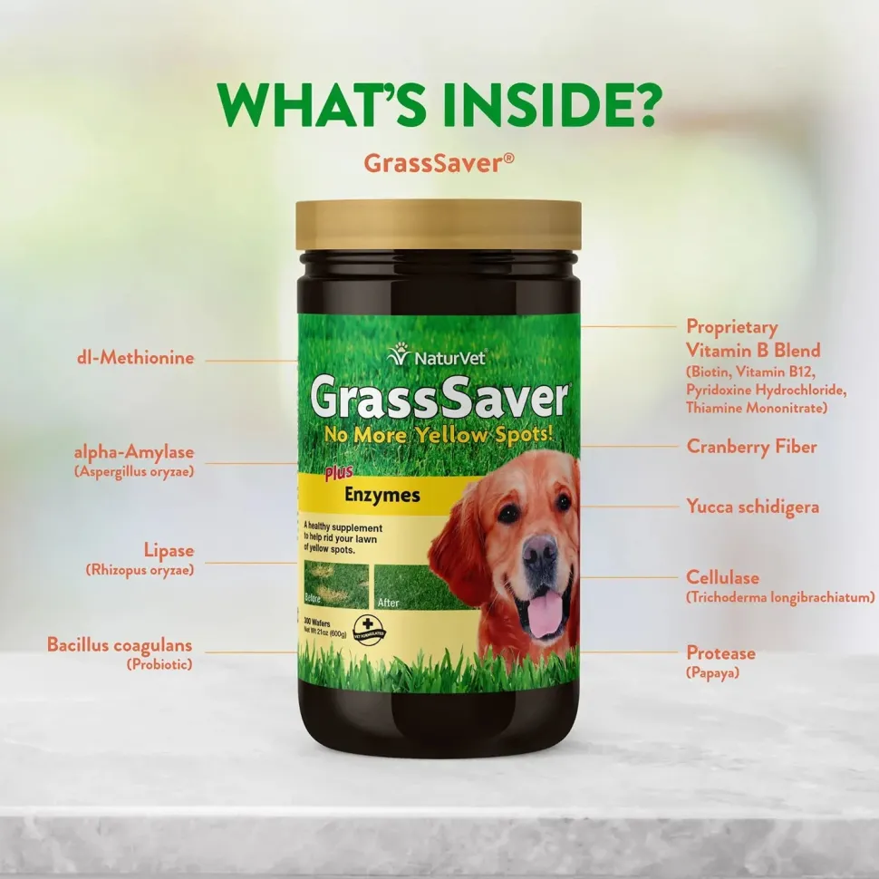 NaturVet GrassSaver Dogs Chewable Wafers 300 Count 21-oz