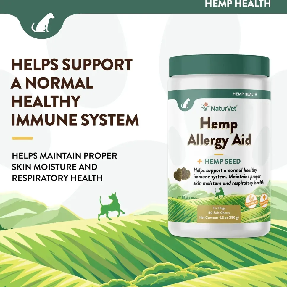 NaturVet Hemp Allergy Aid Soft Chew for Dogs 60 Count 6.3-oz