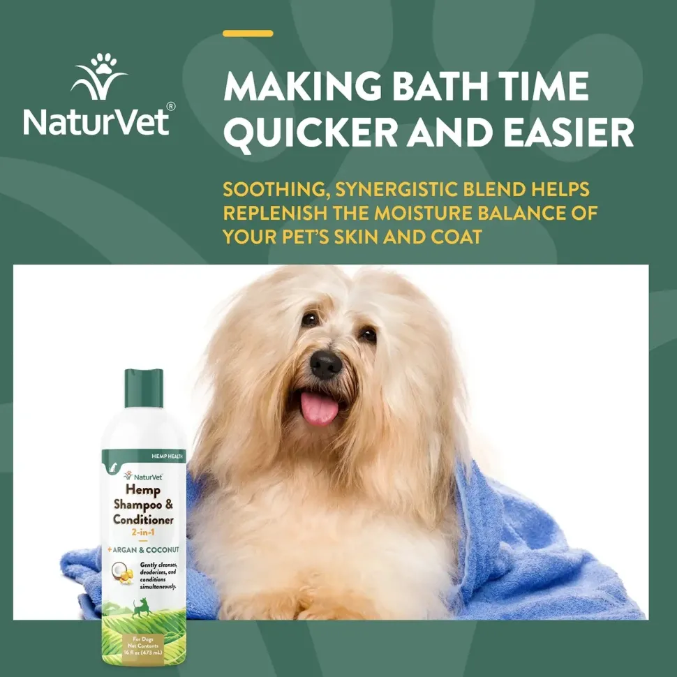 NaturVet Hemp 2-in-1 Shampoo & Conditioner for Dogs 16-oz