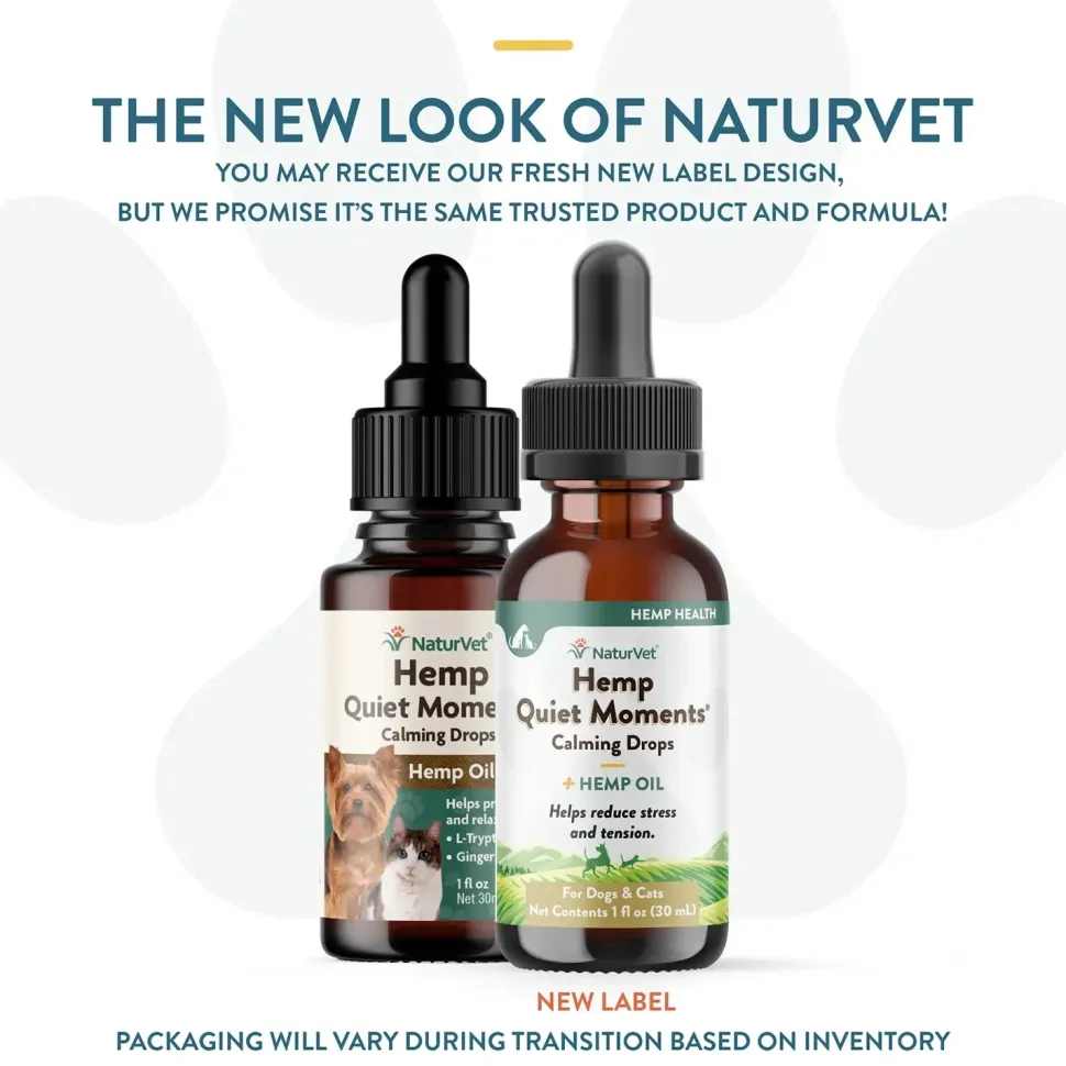 NaturVet Hemp Quiet Moments Calming Drops for Dogs & Cats 1-oz