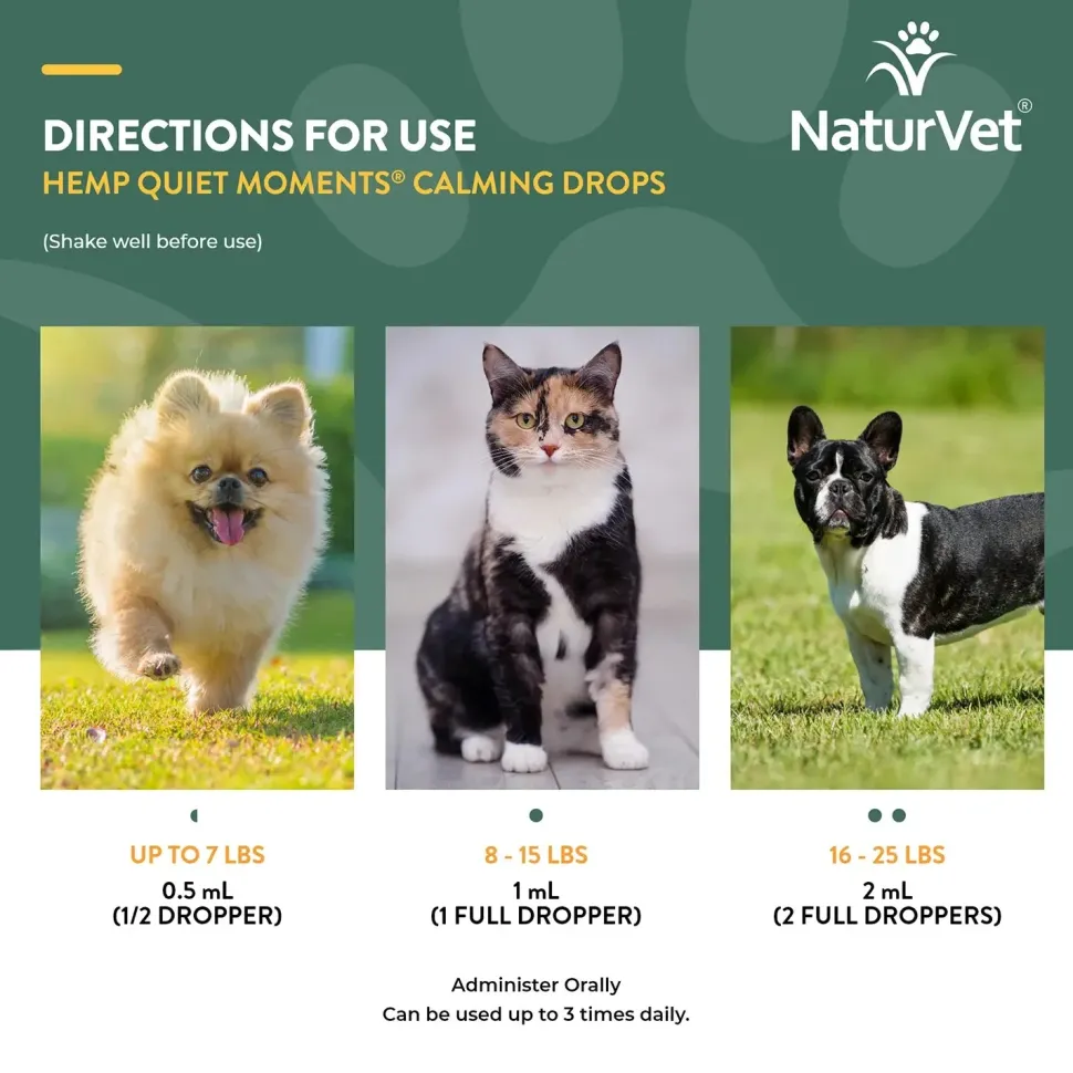NaturVet Hemp Quiet Moments Calming Drops for Dogs & Cats 1-oz