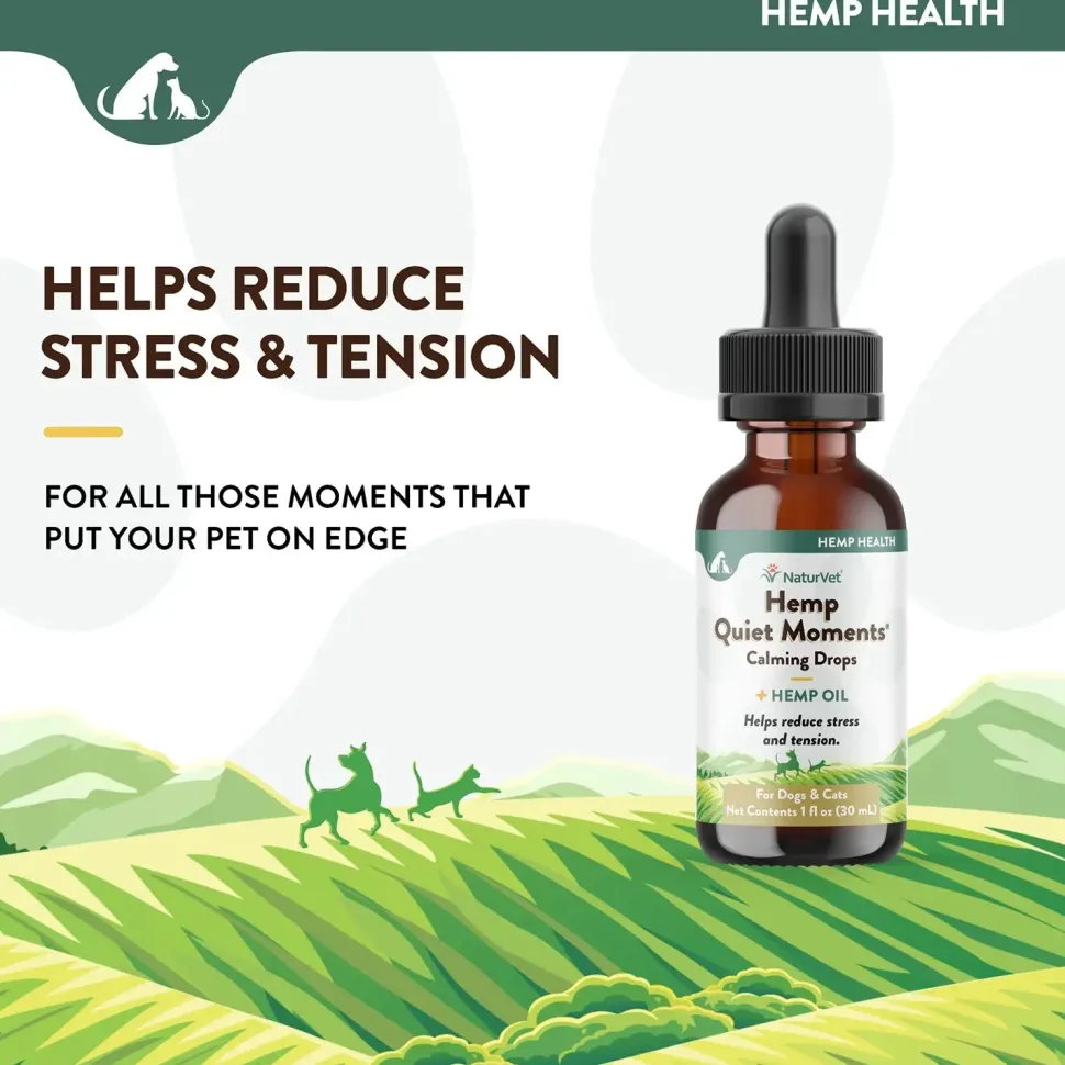 NaturVet Hemp Quiet Moments Calming Drops for Dogs & Cats 1-oz
