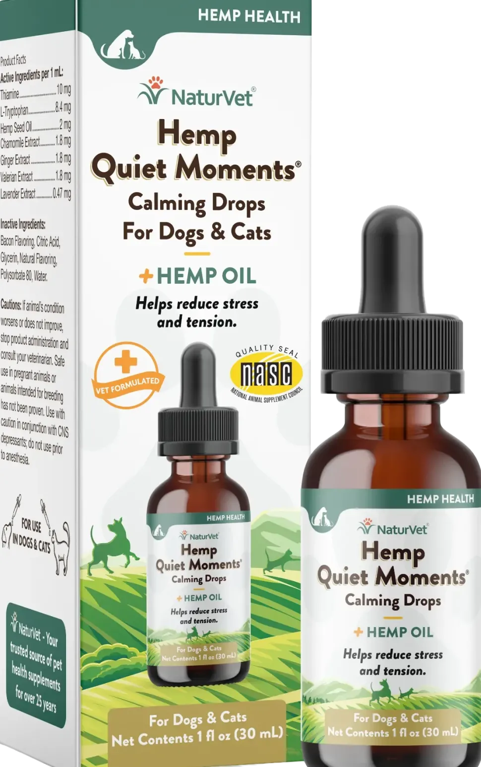 NaturVet Hemp Quiet Moments Calming Drops for Dogs & Cats 1-oz