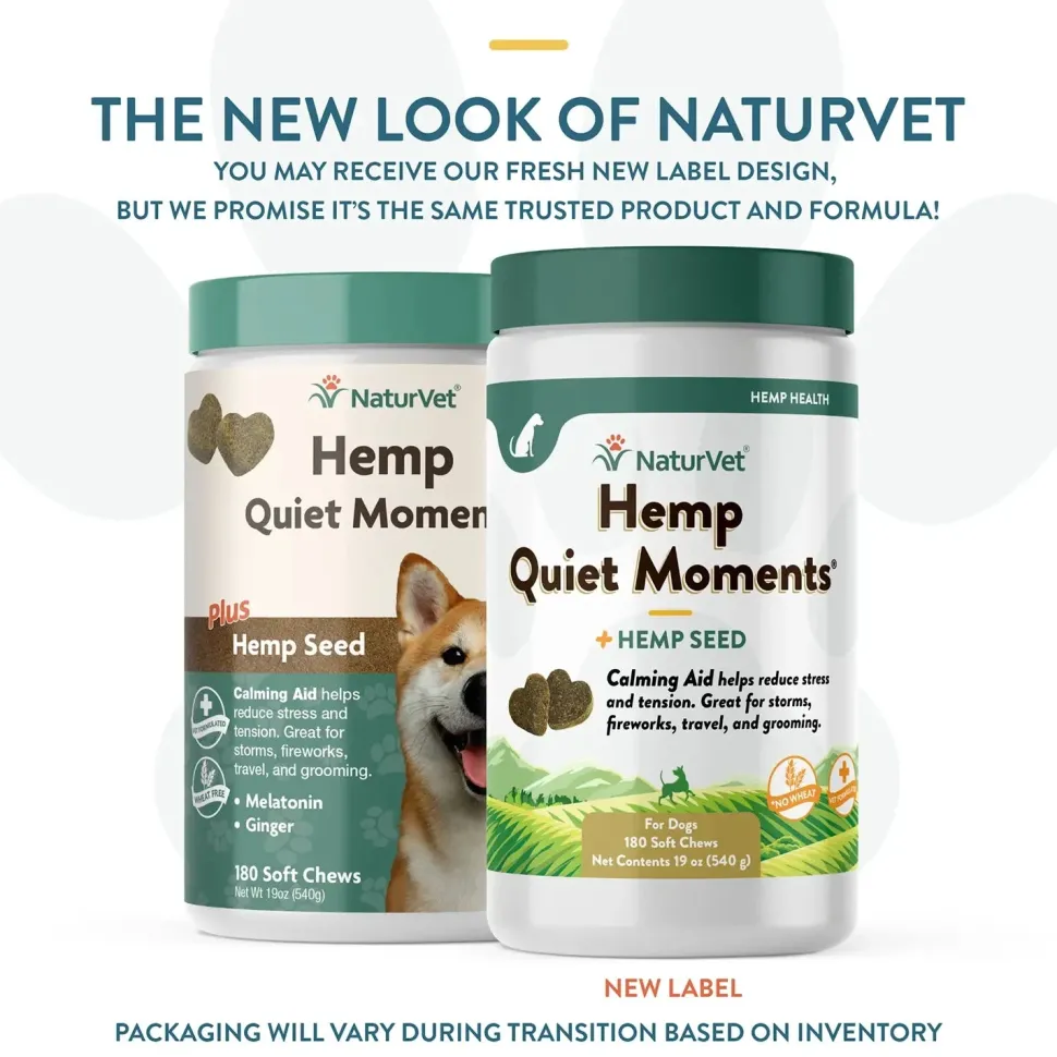 NaturVet Hemp Quiet Moments Soft Chews for Dogs 180 Count 19-oz