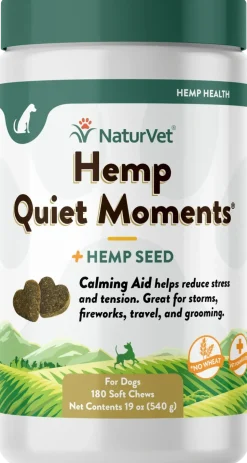NaturVet Hemp Quiet Moments Soft Chews for Dogs 180 Count 19-oz