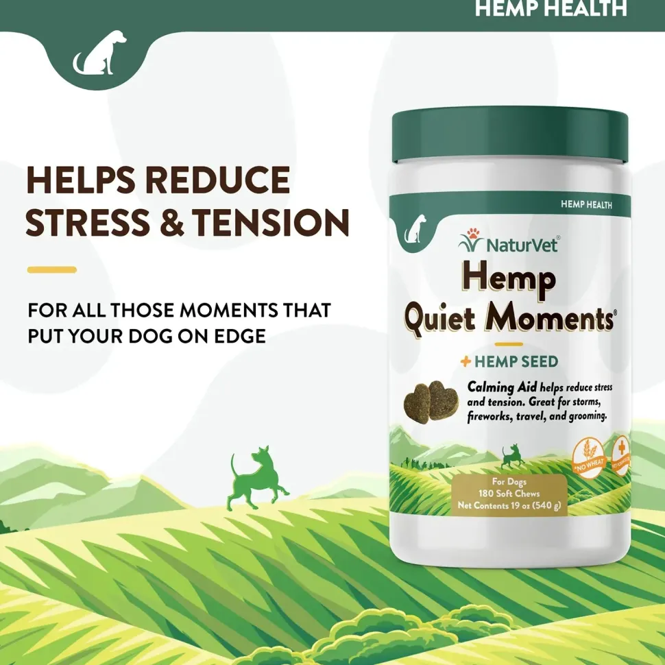 NaturVet Hemp Quiet Moments Soft Chews for Dogs 180 Count 19-oz
