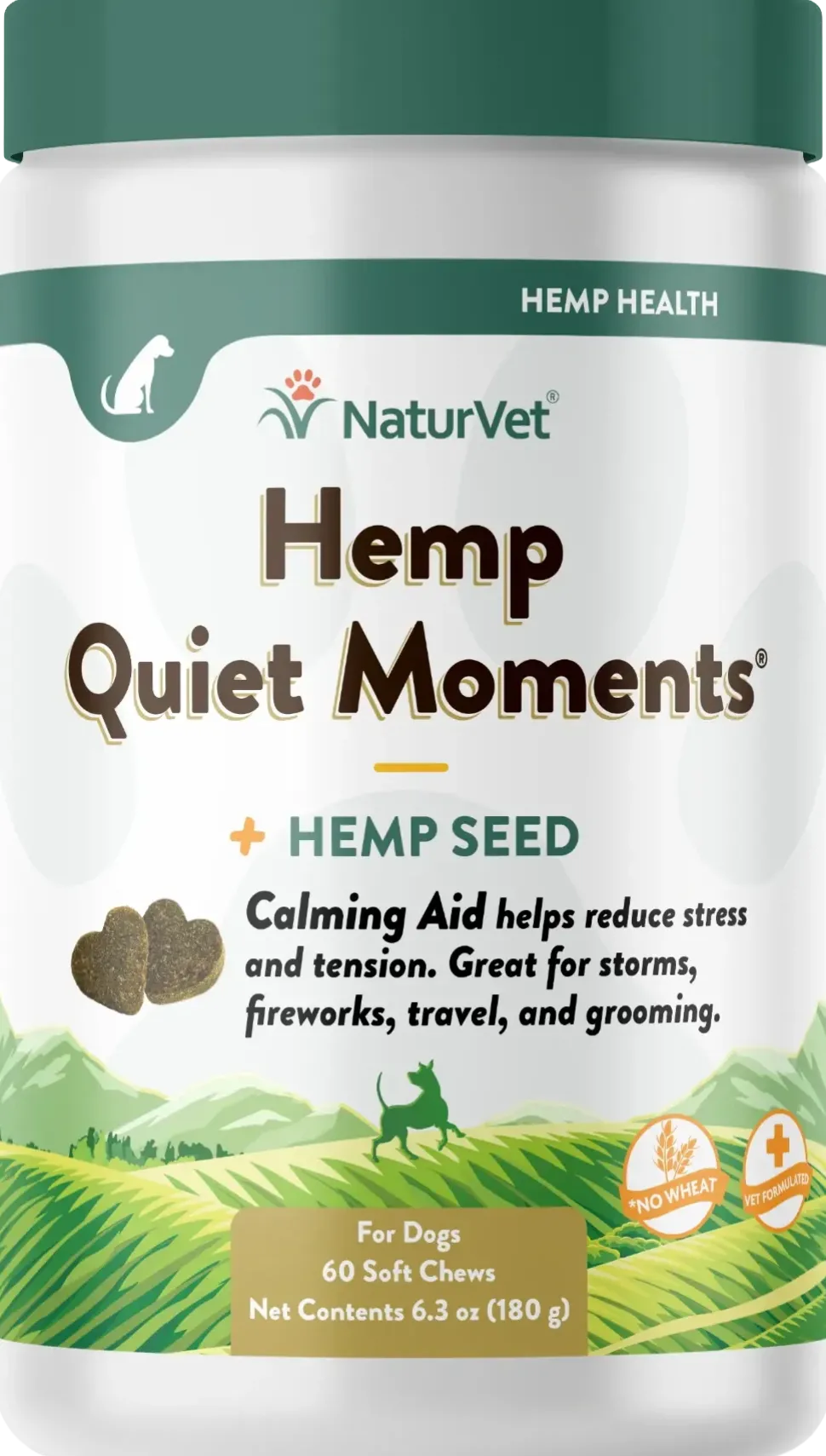 NaturVet Hemp Quiet Moments Soft Chews for Dogs 60 Count 6.3-oz