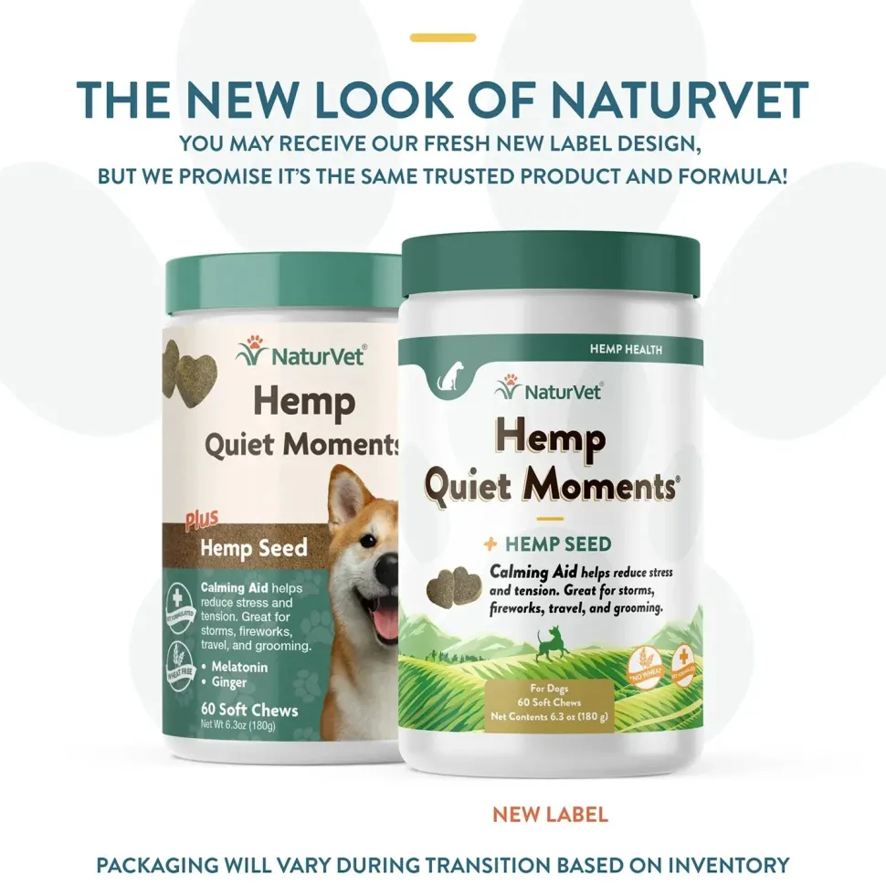 NaturVet Hemp Quiet Moments Soft Chews for Dogs 60 Count 6.3-oz