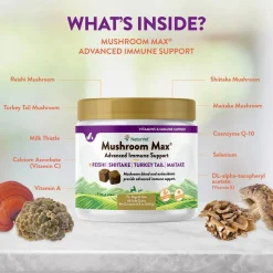 NaturVet Mushroom Max Advanced Immune Support Soft Chews for Dogs & Cats 60 Count 8.4-oz