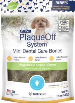 NaturVet Proden PlaqueOff System Dental Care Mini Dog Bones Vegetable Fusion 20 Count 12-oz
