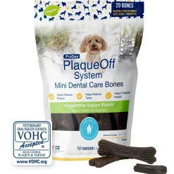 NaturVet Proden PlaqueOff System Dental Care Mini Dog Bones Vegetable Fusion 20 Count 12-oz
