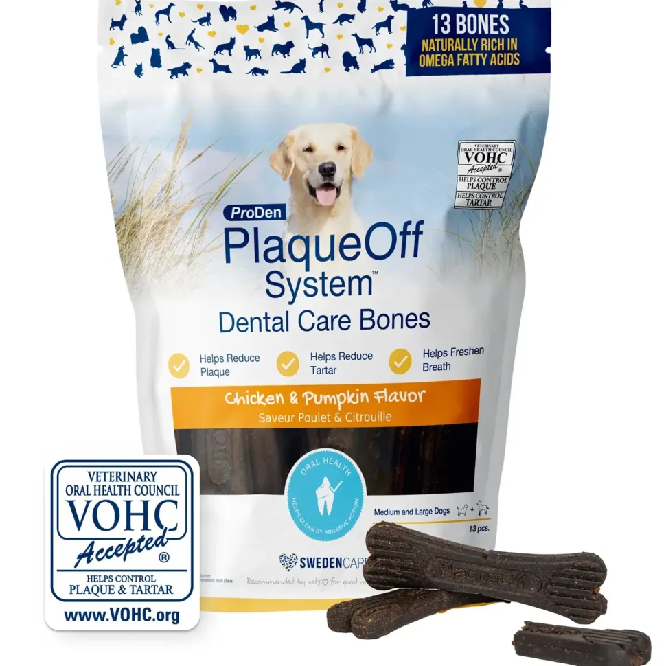 NaturVet Proden PlaqueOff System Dental Care Dog Bones Chicken & Pumpkin 13 Count 17-oz