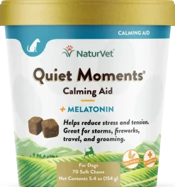 NaturVet Quiet Moments Calming Aid Plus Melatonin Soft Chews for Dogs 70 Count 5.4-oz
