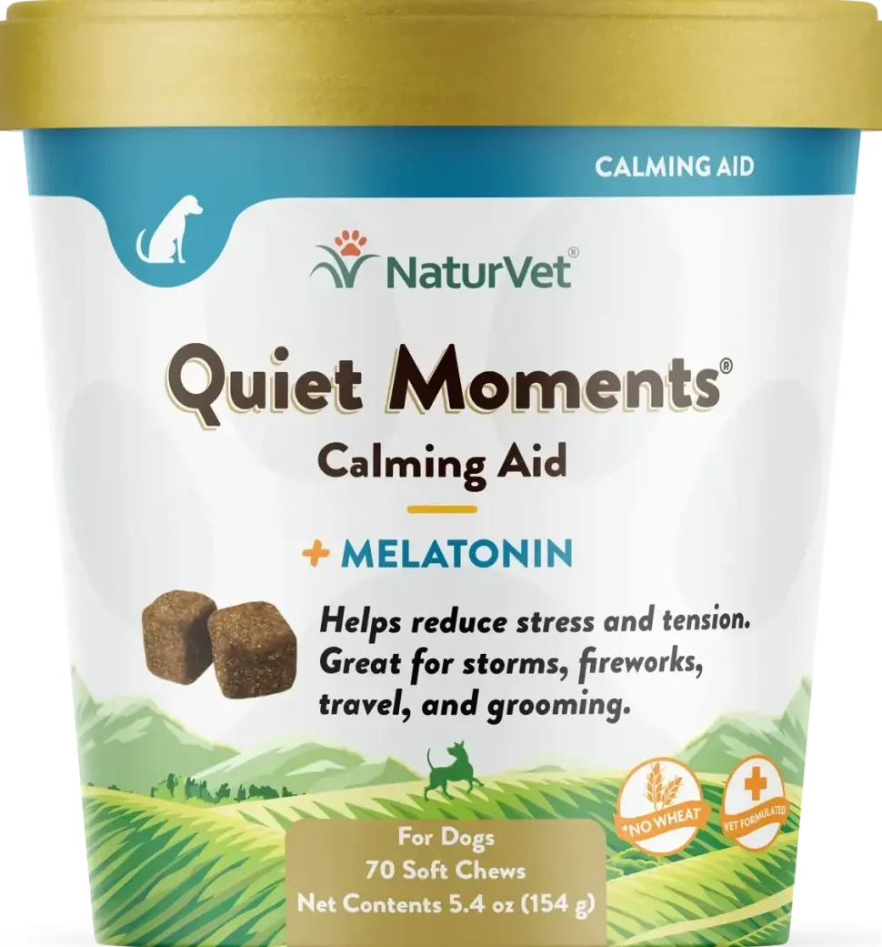 NaturVet Quiet Moments Calming Aid Plus Melatonin Soft Chews for Dogs 70 Count 5.4-oz