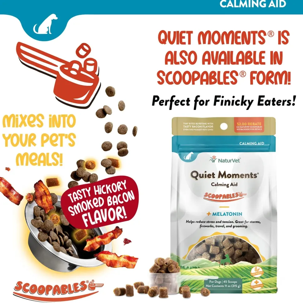 NaturVet Quiet Moments Calming Aid Plus Melatonin Soft Chews for Dogs 70 Count 5.4-oz