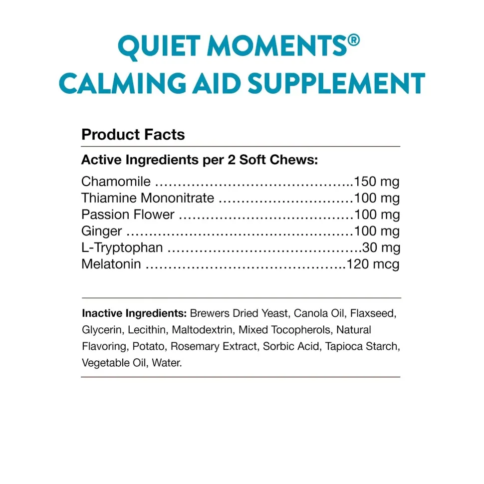 NaturVet Quiet Moments Calming Aid Plus Melatonin Soft Chews for Dogs 70 Count 5.4-oz