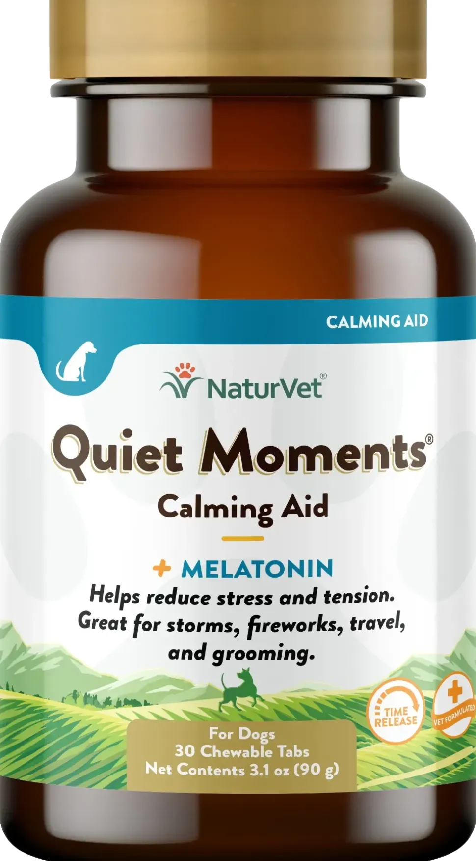 NaturVet Quiet Moments Time Release Tasty Chewable Tablets for Dogs 30 Count 3.1-oz