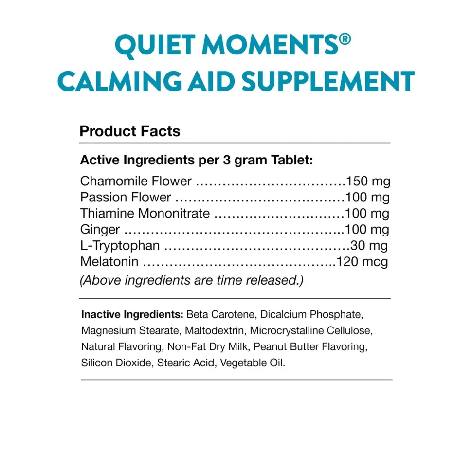 NaturVet Quiet Moments Time Release Tasty Chewable Tablets for Dogs 30 Count 3.1-oz