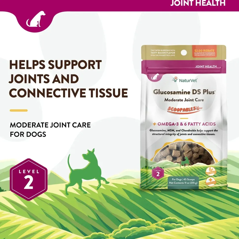 NaturVet Scoopables Glucosamine DS Plus Level 2 Moderate Joint Care Supplement for Dogs 45 Count 11-oz