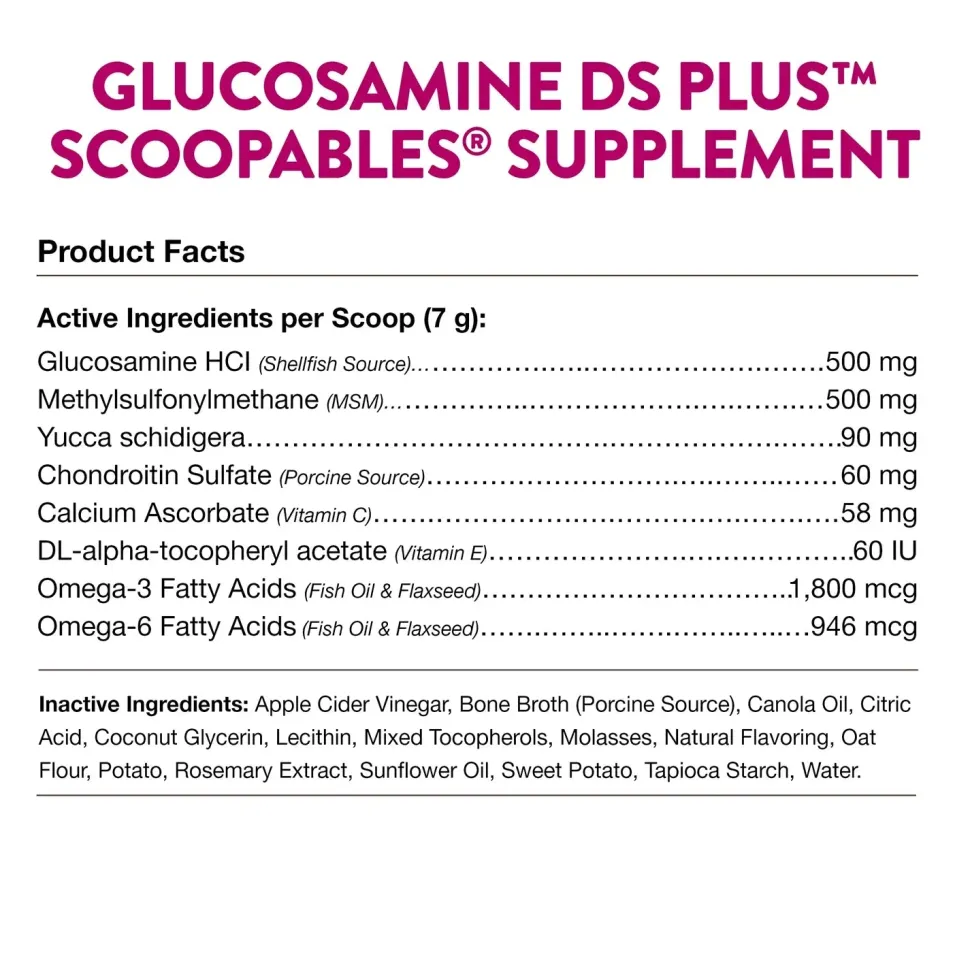 NaturVet Scoopables Glucosamine DS Plus Level 2 Moderate Joint Care Supplement for Dogs 45 Count 11-oz