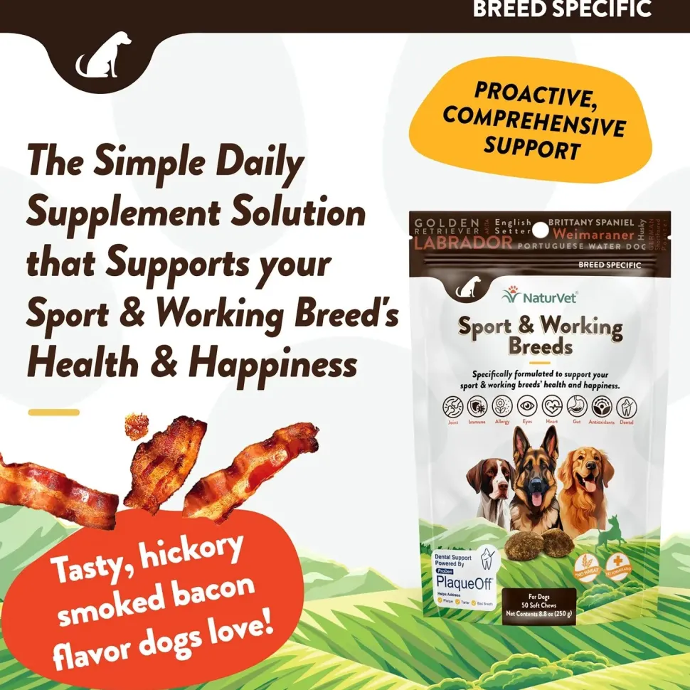 NaturVet Sport & Working Breed-Specific Supplement Soft Chews for Dogs 50 Count 8.8-oz