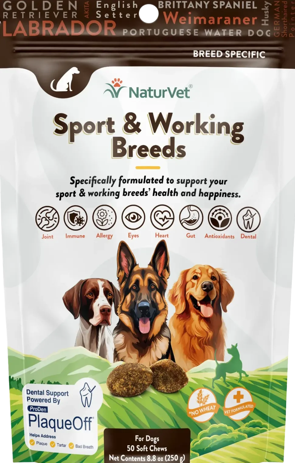 NaturVet Sport & Working Breed-Specific Supplement Soft Chews for Dogs 50 Count 8.8-oz