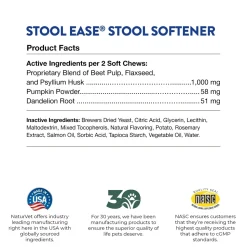 NaturVet Stool Ease Soft Chews for Dogs 40 Count 4.2-oz