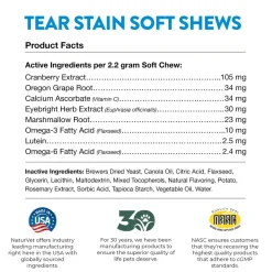 NaturVet Tear Stain Soft Chews for Dogs & Cats 70 Count 5.4-oz