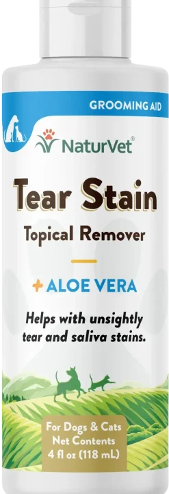 NaturVet Tear Stain Topical Remover for Dogs & Cats 4-oz
