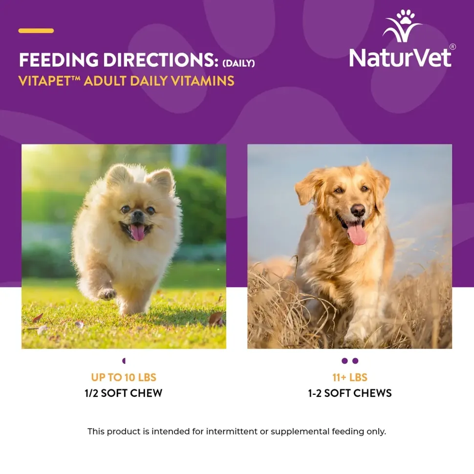 NaturVet VitaPet Adult Daily Vitamins Plus Breath Aid Soft Chews for Dogs 60 Count 6.3-oz