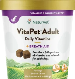NaturVet VitaPet Adult Daily Vitamins Plus Breath Aid Soft Chews for Dogs 60 Count 6.3-oz