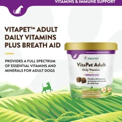 NaturVet VitaPet Adult Daily Vitamins Plus Breath Aid Soft Chews for Dogs 60 Count 6.3-oz