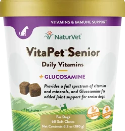 NaturVet VitaPet Senior Daily Vitamins Plus Glucosamine Soft Chews for Dogs 60 Count 6.3-oz