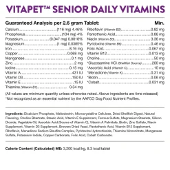 NaturVet VitaPet Senior Daily Vitamins Plus Glucosamine Chewable Tablets for Dogs 60 Count 5.5-oz