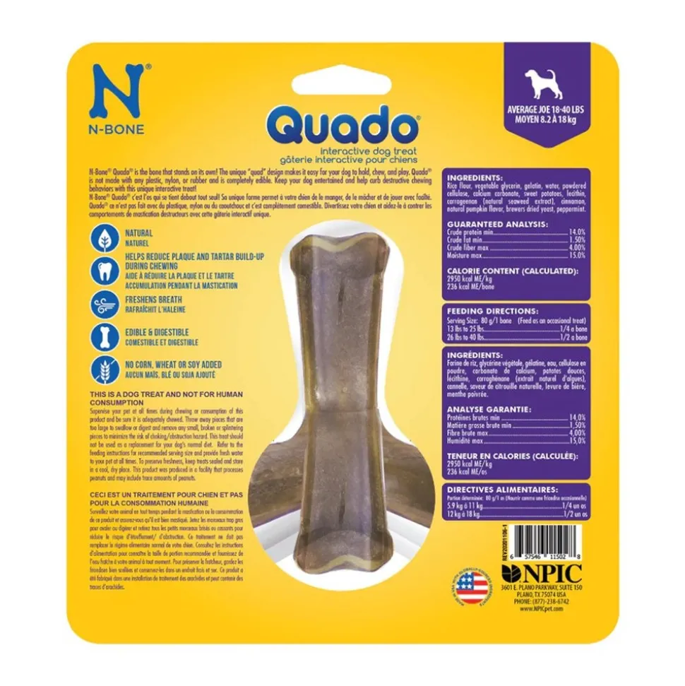 N-Bone Quado Interactive Dog Chew Treat for Medium Dogs pumpkin recipe 2.6-oz