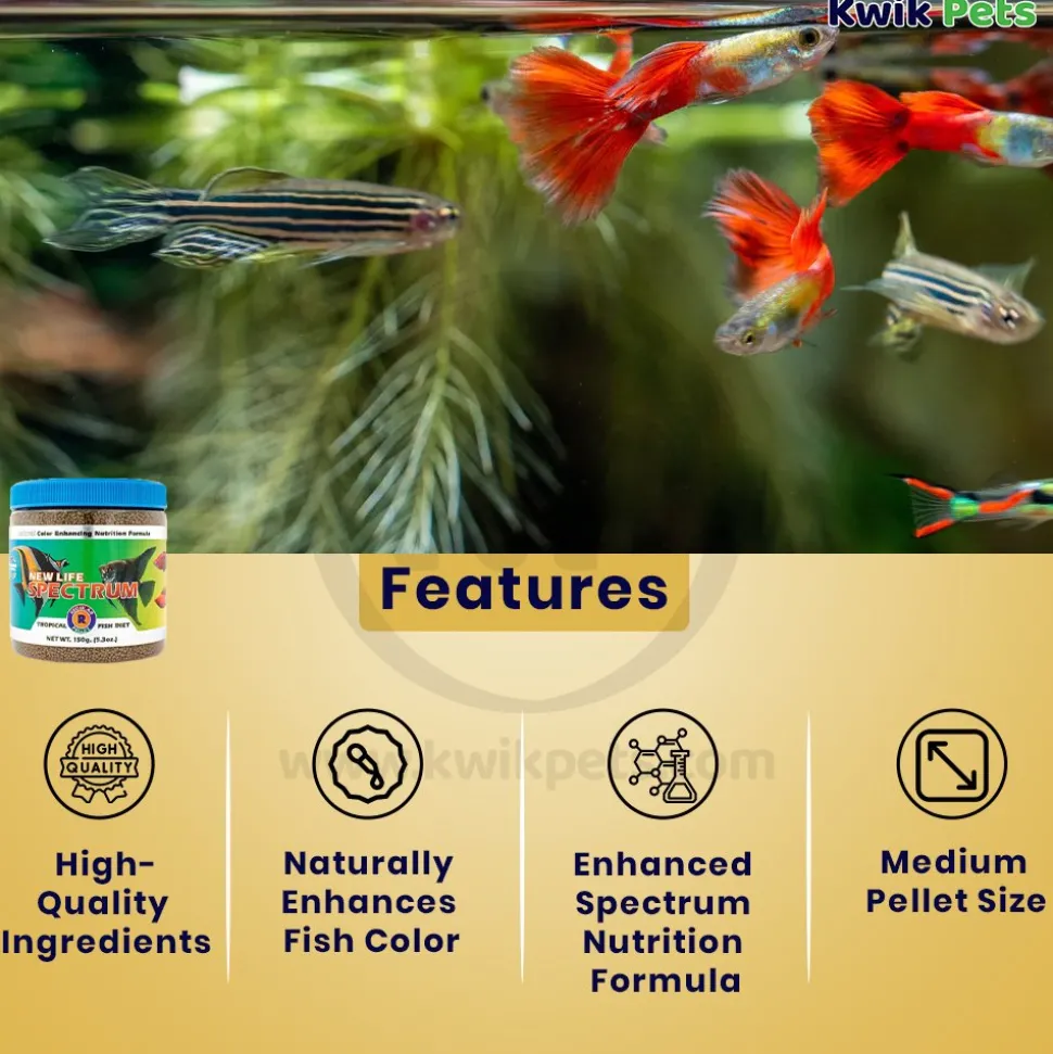 New Life Spectrum Tropical Sinking Pellets Fish Food Medium 5.3-oz